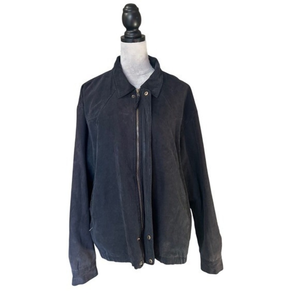 Vintage Cripple Creek Mens Black Suede Zip Up Bomber Jacket Western Style SZ XXL